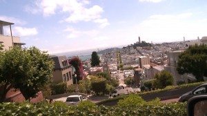 The top of Lombard Street in San Francisco.